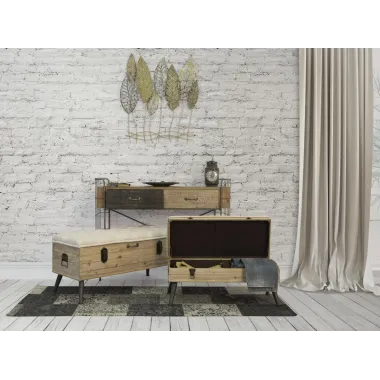 PANEL ZE STALI I DREWNA LIŚCIE -C- 75 2,5 87 cm